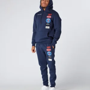 Navy Mercier Hybrid Badge Hoodie