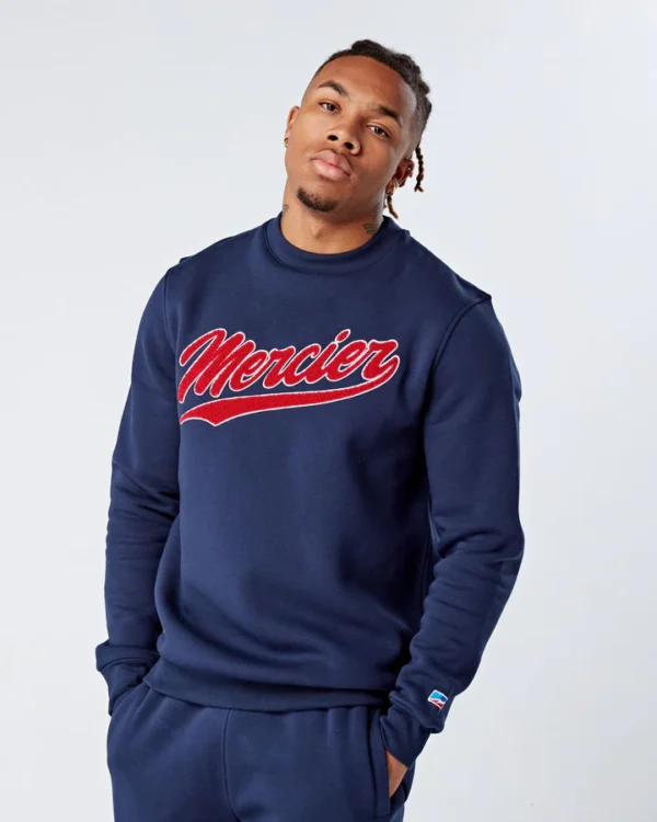 Navy Red Mercier Baseball Crewneck