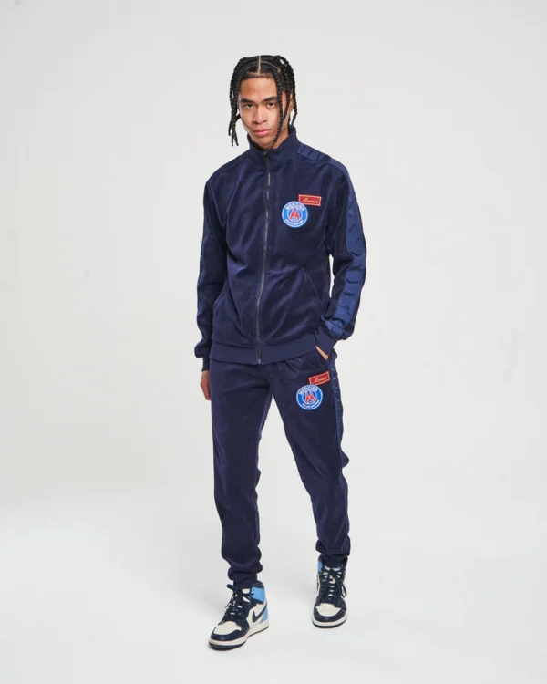 Navy Velour Lux Badge Track Top