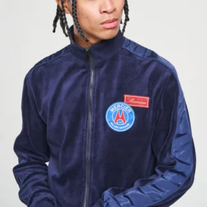 Navy Velour Lux Badge Track Top